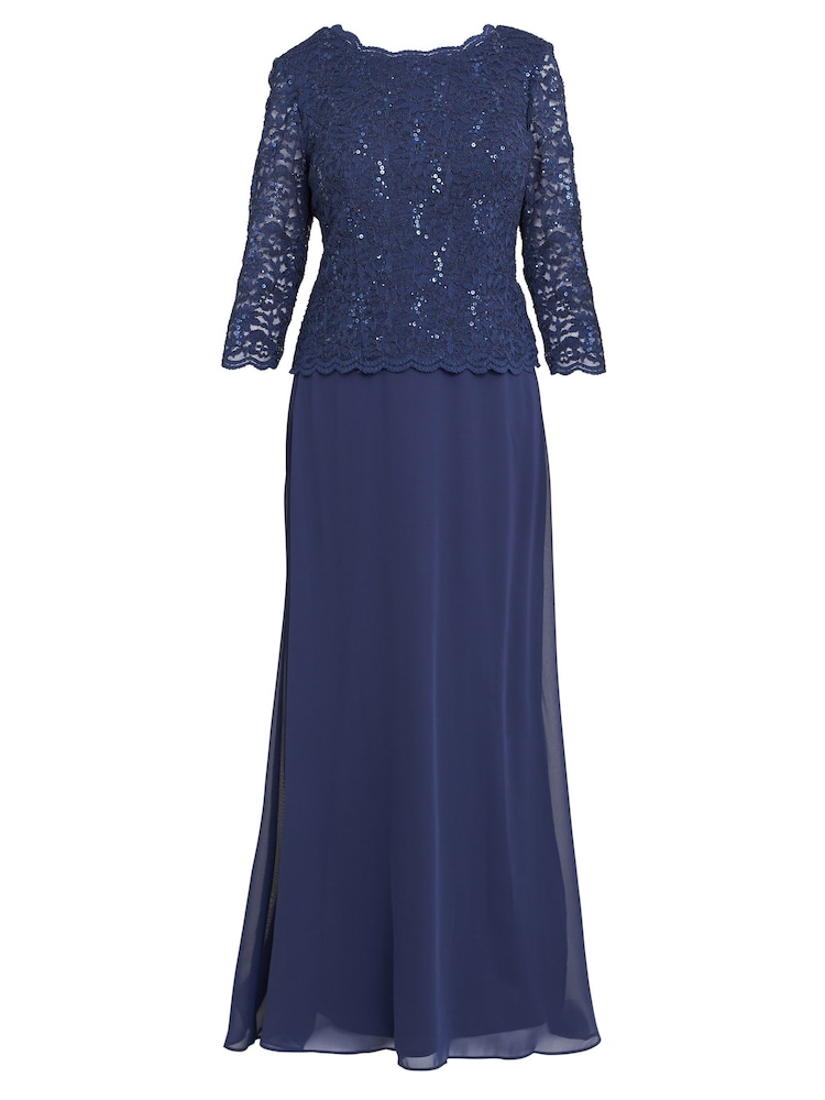 Gina Bacconi Virginia Maxi-Spitzenkleid mit Chiffonrock, Blau - Bild 6 von 6 Gina Bacconi Virginia Maxi-Spitzenkleid mit Chiffonrock, Blau - Bild 6 von 6