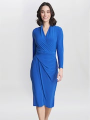 Gina Bacconi Blue Gloria Jersey Wrap Dress - Image 1 of 5