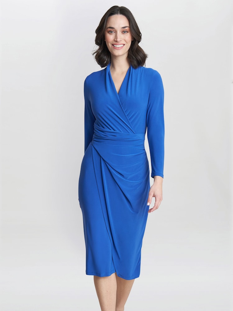 Gina Bacconi Blue Gloria Jersey Wrap Dress - Image 1 of 5