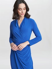 Gina Bacconi Blue Gloria Jersey Wrap Dress - Image 4 of 5