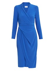 Gina Bacconi Blue Gloria Jersey Wrap Dress - Image 5 of 5