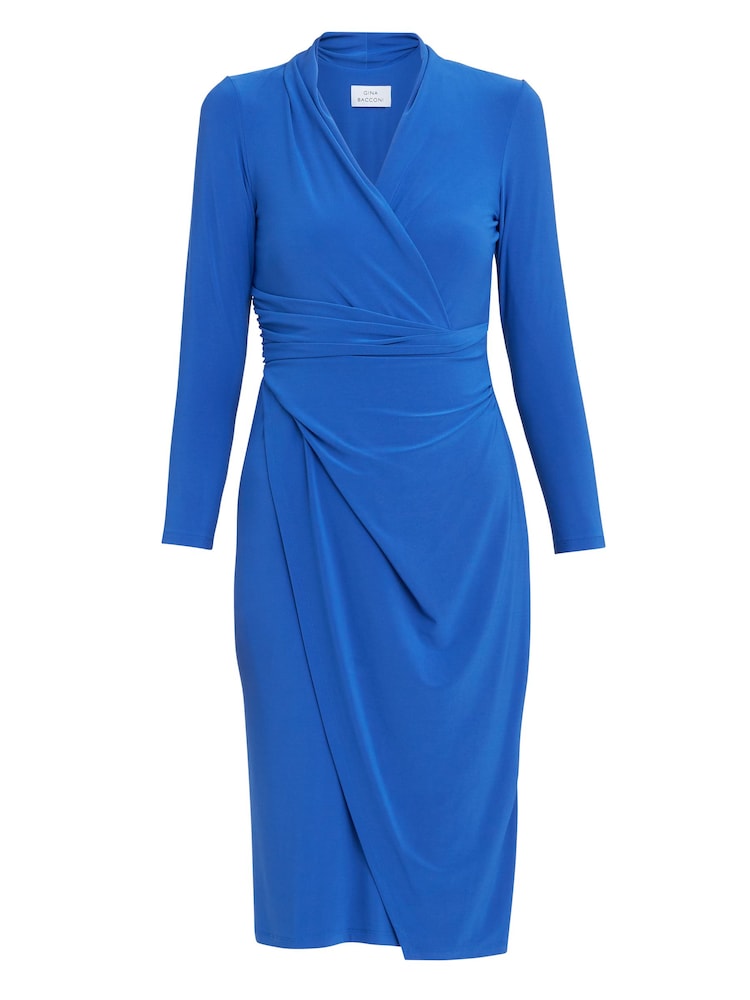 Gina Bacconi Blue Gloria Jersey Wrap Dress - Image 5 of 5