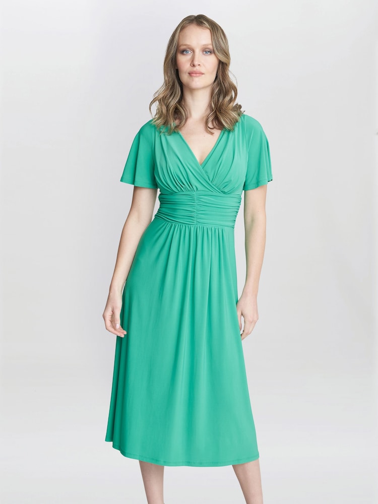 Gina Bacconi Green Frieda Jersey Print Dress - Image 1 of 6