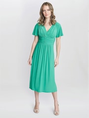 Gina Bacconi Green Frieda Jersey Print Dress - Image 3 of 6