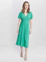 Gina Bacconi Green Frieda Jersey Print Dress - Image 4 of 6