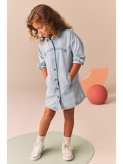 Pale Blue Denim 100% Cotton Shirt Dress (3-16yrs) - Image 1 of 8