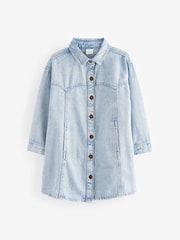 Pale Blue Denim 100% Cotton Shirt Dress (3-16yrs) - Image 4 of 8