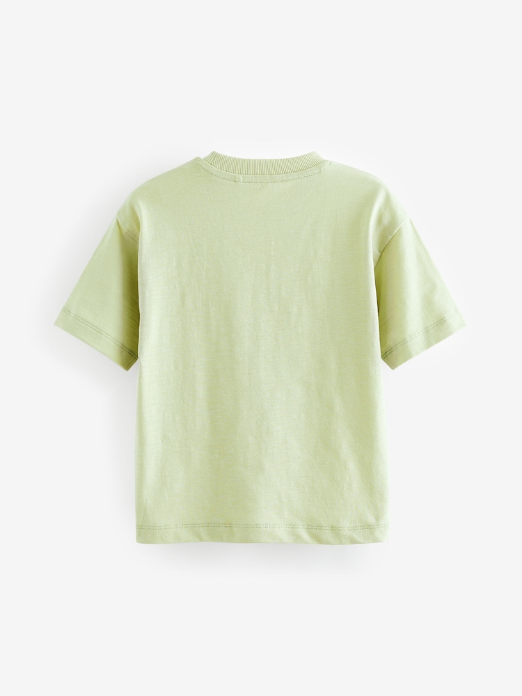 Lime green dinozaver - 100% Cotton kratek rokav; s kratkimi rokavi Znak majica (3mesec-7leto) - Slika 2 iz 3