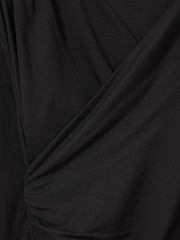 Reiss Black Dionne Jersey Wrap Front Midi Dress - Image 5 of 5