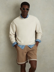 Reiss Camel Multi Jack Knitted Elasticated Waist Shorts - Image 1 of 5