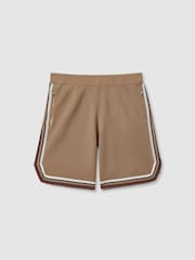 Reiss Camel Multi Jack Knitted Elasticated Waist Shorts - Image 2 of 5