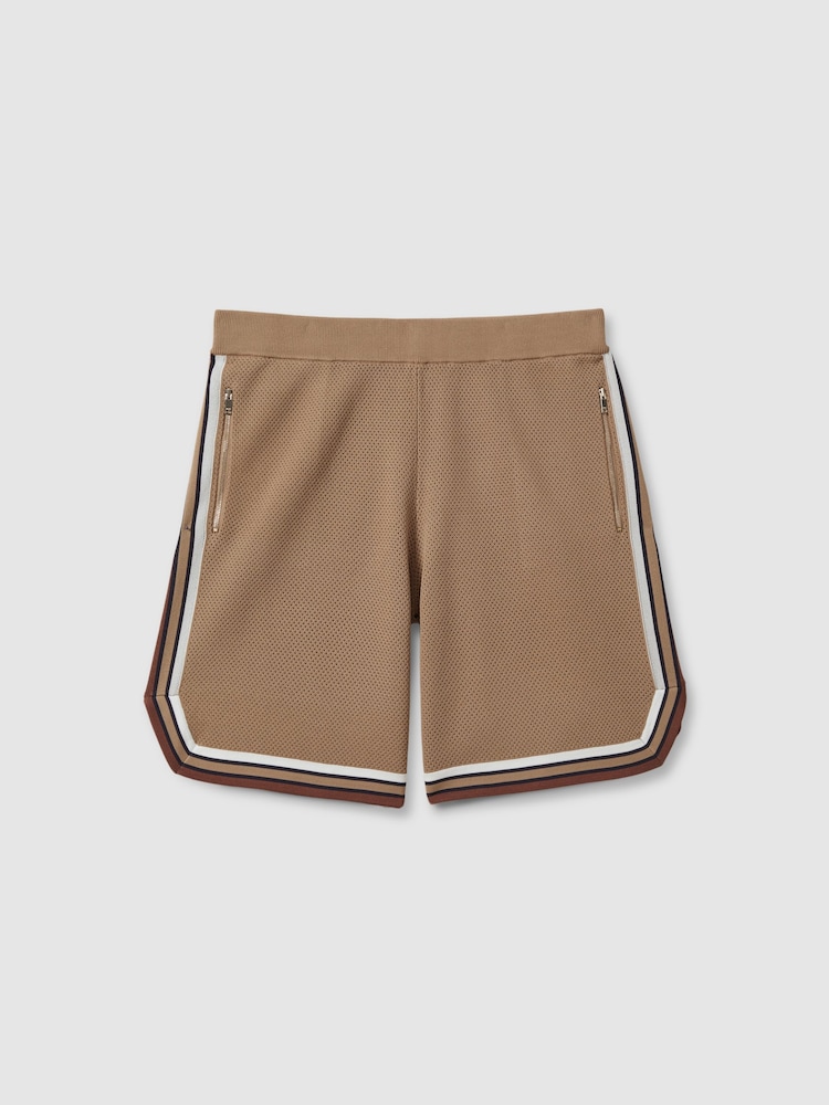 Reiss Camel Multi Jack Knitted Elasticated Waist Shorts - Image 2 of 5