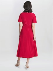 Gina Bacconi Red Donna Jersey Dress With Tie Belt - Image 3 of 10