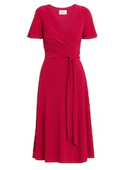 Gina Bacconi Red Donna Jersey Dress With Tie Belt - Image 9 of 10