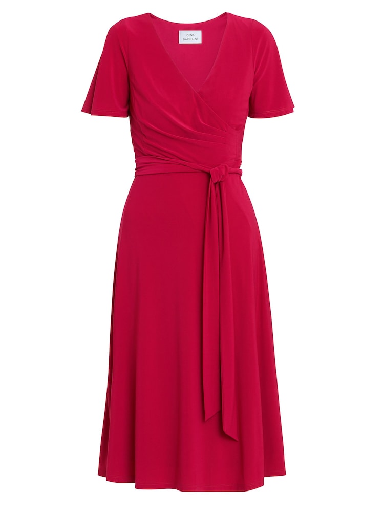 Gina Bacconi Red Donna Jersey Dress With Tie Belt - Image 5 of 5 Gina Bacconi Red Donna Jersey Dress With Tie Belt - Image 5 of 5