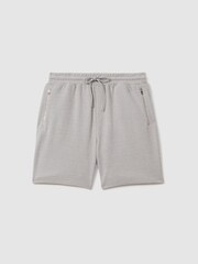 Reiss Light Grey Penbrook Cotton Blend Jacquard Drawstring Shorts - Image 2 of 6