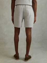 Reiss Light Grey Penbrook Cotton Blend Jacquard Drawstring Shorts - Image 5 of 6