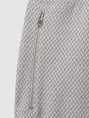 Reiss Light Grey Penbrook Cotton Blend Jacquard Drawstring Shorts - Image 6 of 6