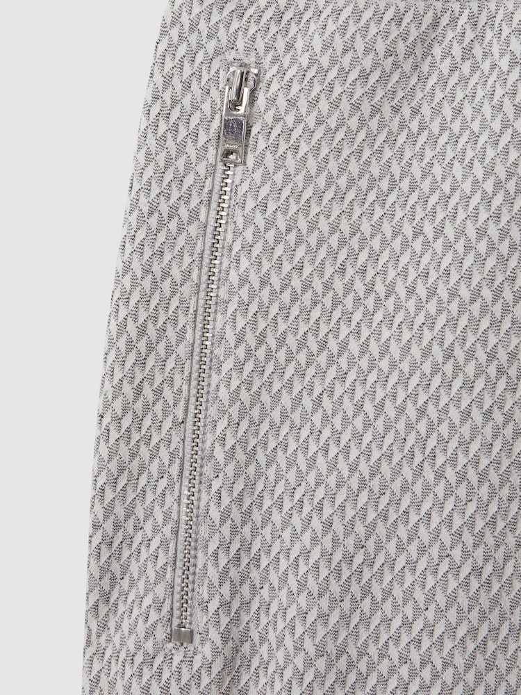Reiss Light Grey Penbrook Cotton Blend Jacquard Drawstring Shorts - Image 6 of 6