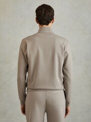Reiss Taupe Hale Contrast Half-Zip Funnel Neck Jumper - Image 4 of 5