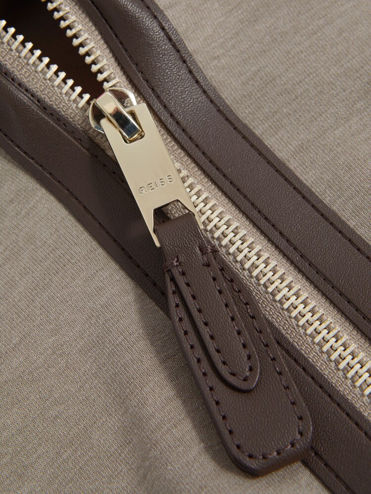 Reiss Taupe Hale Contrast Half-Zip Funnel Neck Jumper - Image 5 of 5