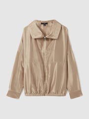 Reiss Champagne Carmen Zip-Through Jacket with Silk - Image 2 of 6