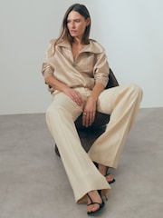 Reiss Champagne Carmen Zip-Through Jacket with Silk - Image 5 of 6