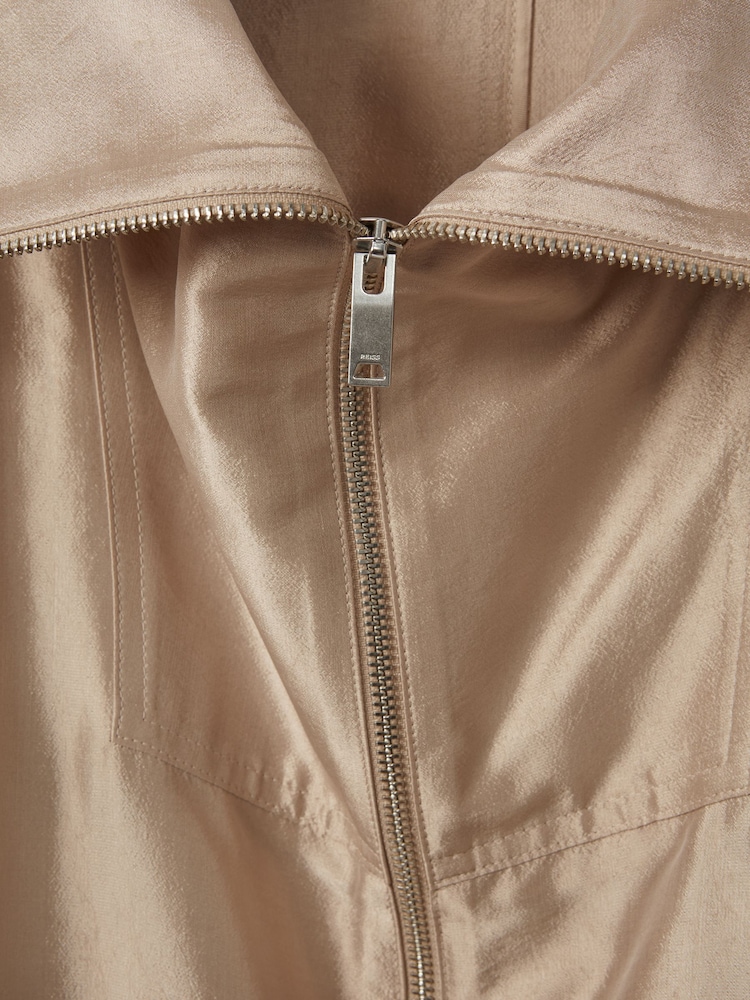 Reiss Champagne Carmen Zip-Through Jacket with Silk - Image 6 of 6