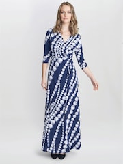 Gina Bacconi Blue Carly Jersey Wrap Maxi Dress - Image 1 of 5