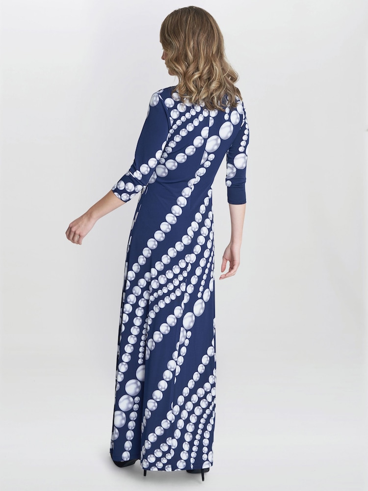 Gina Bacconi Blue Carly Jersey Wrap Maxi Dress - Image 2 of 5