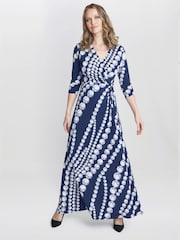 Gina Bacconi Blue Carly Jersey Wrap Maxi Dress - Image 3 of 5