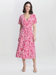 Gina Bacconi Pink Lacey Fit And Flare Dress - Image 1 of 10