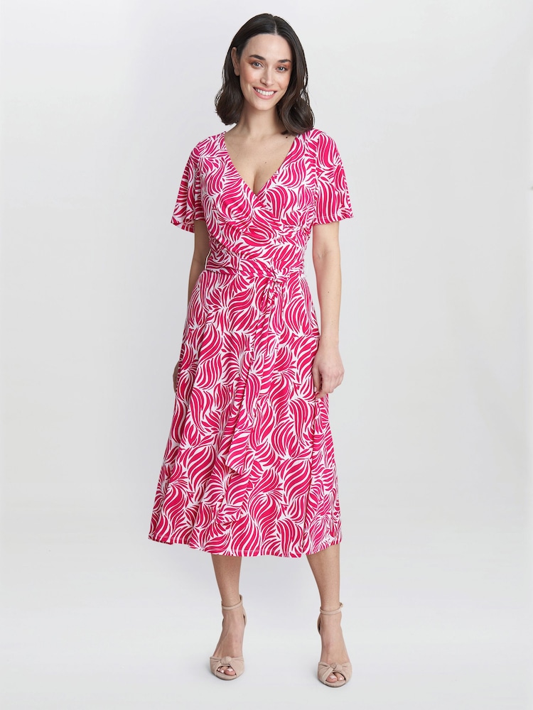 Gina Bacconi Pink Lacey Fit And Flare Dress - Image 1 of 10