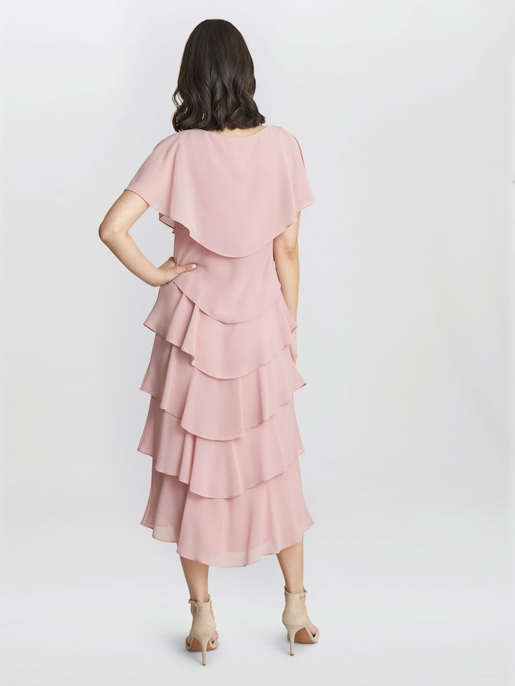 Tessa Midi Tiered Dress With Shoulder Trim - Image 2 of 5