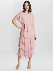 Tessa Midi Tiered Dress With Shoulder Trim - Image 3 of 5