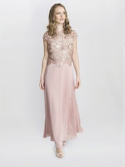 Gina Bacconi Gold Shirley Maxi Dress With Embroidered Sequin Bodice - Image 1 of 6
