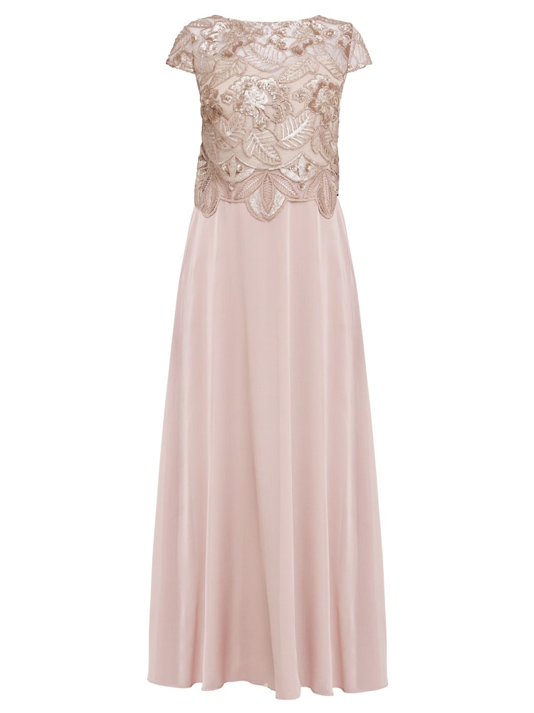 Gina Bacconi Gold Shirley Maxi Dress With Embroidered Sequin Bodice - Image 6 of 6