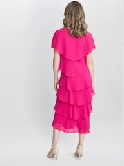 Gina Bacconi Rebecca Midi Tiered Dress With Shoulder Trim - Image 3 of 6