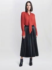 Gina Bacconi Red Shelby Pussy Bow Blouse - Image 1 of 4