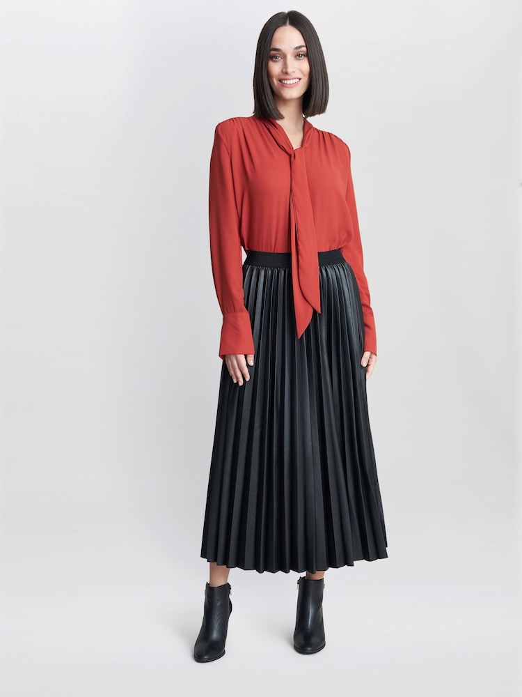 Gina Bacconi Red Shelby Pussy Bow Blouse - Image 1 of 4