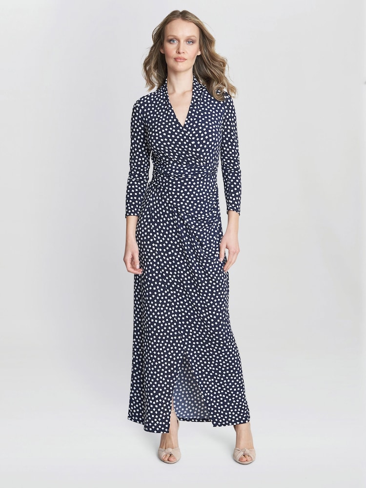 Gina Bacconi Blue Jackie Jersey Wrap Maxi Dress - Image 1 of 5