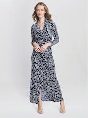 Gina Bacconi Blue Jackie Jersey Wrap Maxi Dress - Image 3 of 5