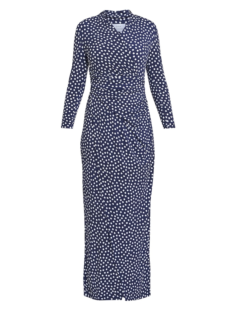Gina Bacconi Blue Jackie Jersey Wrap Maxi Dress - Image 5 of 5