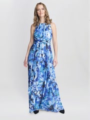 Gina Bacconi Blue Maria Maxi Printed Sleeveless Dress - Image 2 of 7