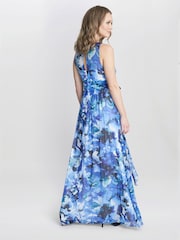 Gina Bacconi Blue Maria Maxi Printed Sleeveless Dress - Image 3 of 7