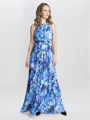 Gina Bacconi Blue Maria Maxi Printed Sleeveless Dress - Image 5 of 7