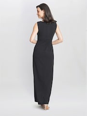 Gina Bacconi Merle Bow Shoulder Maxi Black Dress - Image 2 of 5