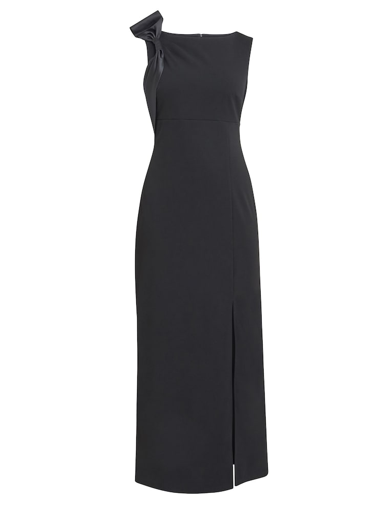 Gina Bacconi Merle Bow Shoulder Maxi Black Dress - Image 5 of 5