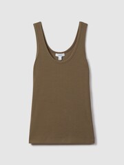 Reiss Khaki Violet Scoop Neck Jersey Vest Top - Image 2 of 6