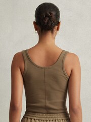 Reiss Khaki Violet Scoop Neck Jersey Vest Top - Image 4 of 6